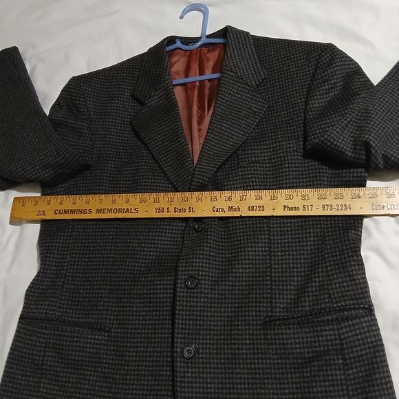Ron Chereskin Men's Cashmere Blend Blazer 3 Button 42R Grey Houndstooth - Picture 8 of 11